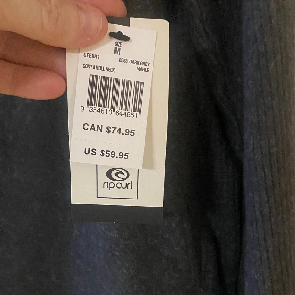 NWT Rip Curl Dark Gray marble Cosy Roll Neck. Size Medium - Picture 2 of 7